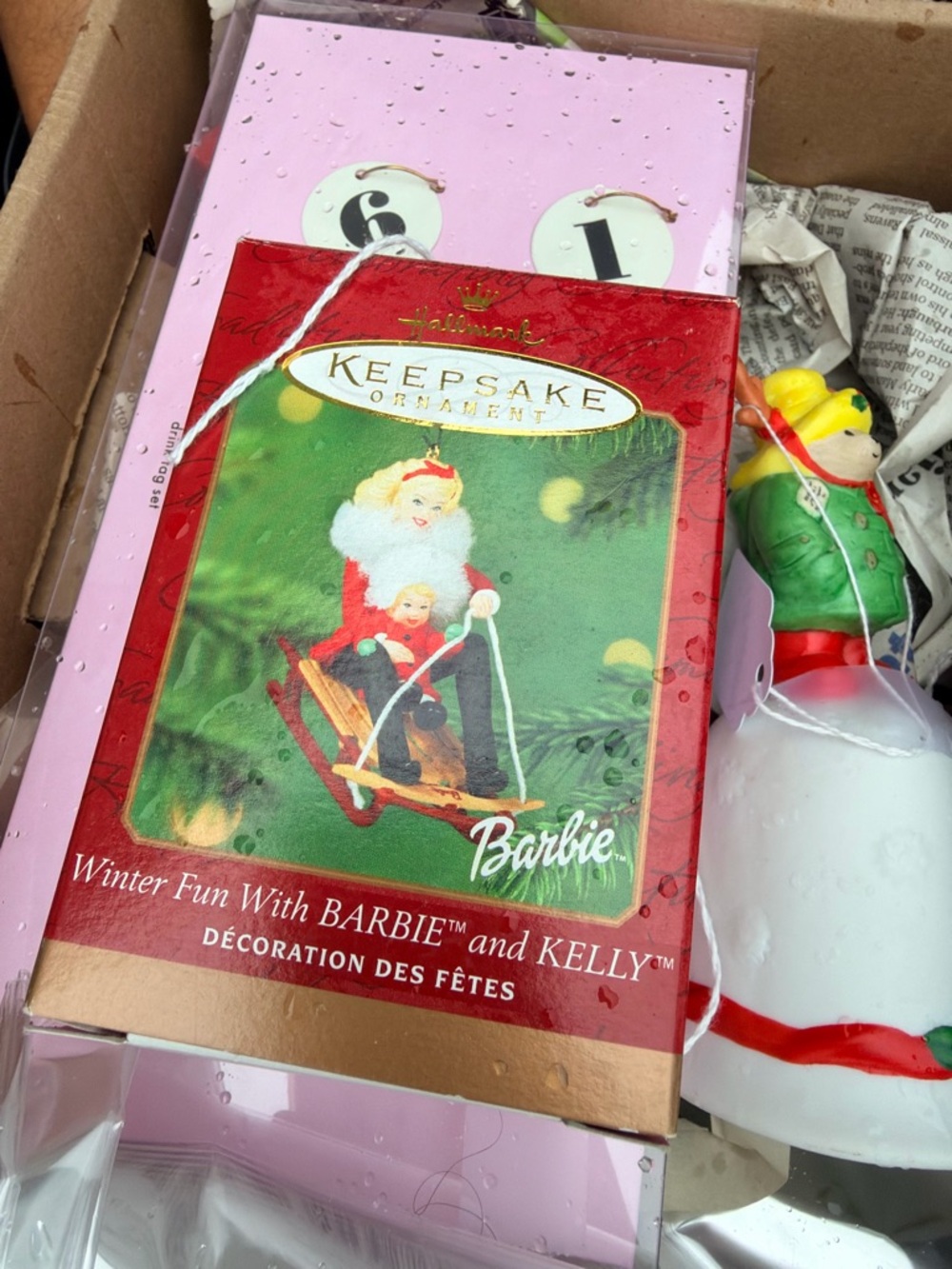 Hallmark Keepsake Ornament Barbie and Kelly Sled in Red and Green!